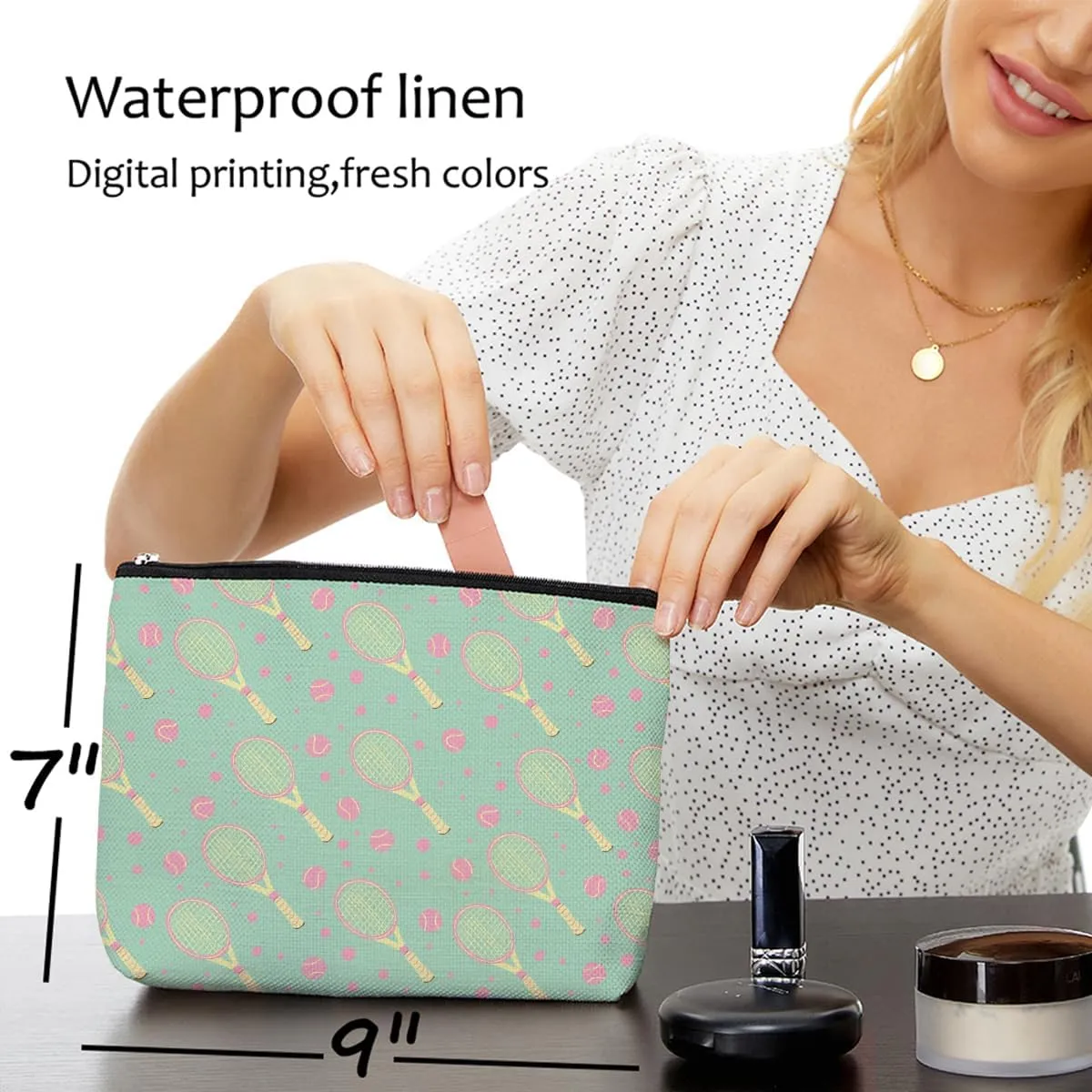 Inspirational Tennis Makeup Bag, Cosmetic & Toiletry Bag | Tennis Player Gifts for Women & Girls