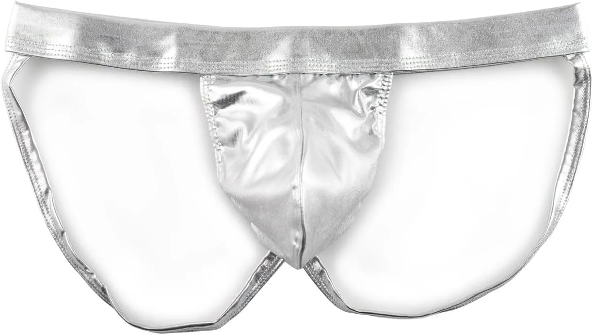 JEsilunmaMY Men's Butt-Flaunting Jockstrap Patent Leather U Convex Pouch Thongs Lingerie Backless Athletic Supporter Panties
