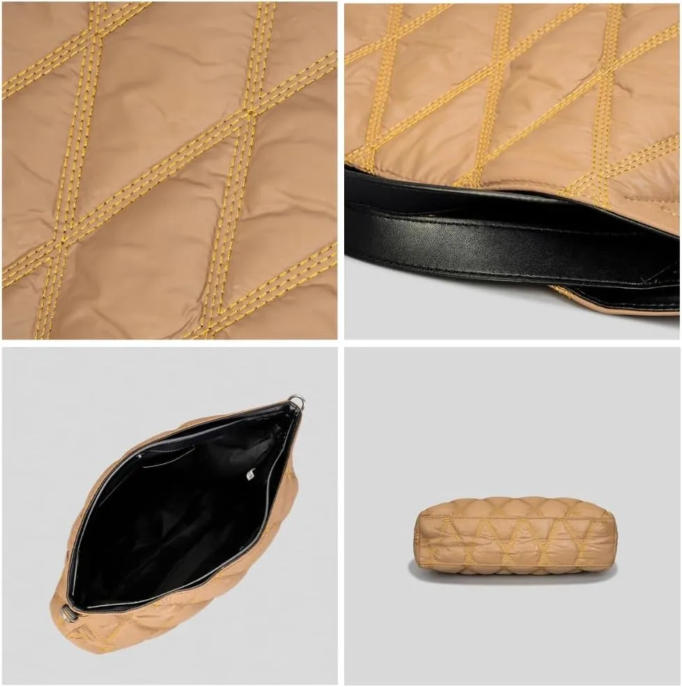 JHTPSLR Large Puffer Tote Bag for Women Quilted Puffer Handbags Puffy Tote Bags Shoulder Bags Trendy Bags 2025