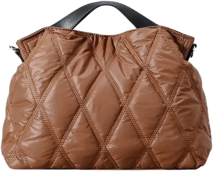 JHTPSLR Large Puffer Tote Bag for Women Quilted Puffer Handbags Puffy Tote Bags Shoulder Bags Trendy Bags 2025