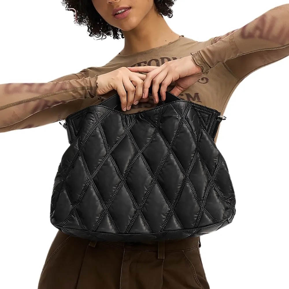 JHTPSLR Large Puffer Tote Bag for Women Quilted Puffer Handbags Puffy Tote Bags Shoulder Bags Trendy Bags 2025