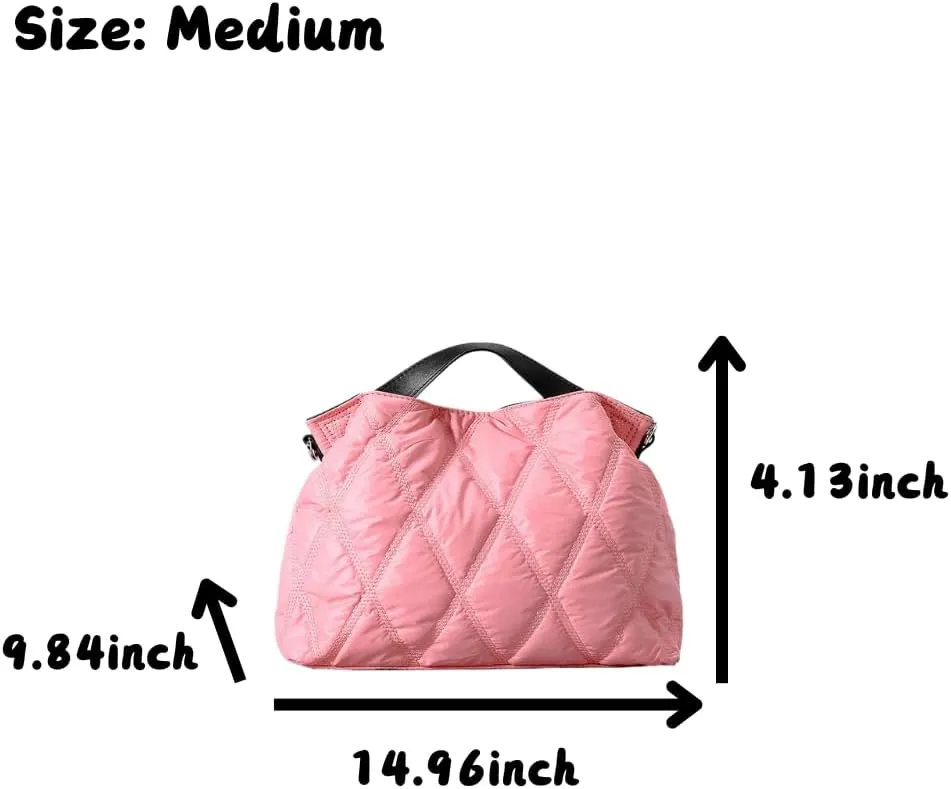 JHTPSLR Large Puffer Tote Bag for Women Quilted Puffer Handbags Puffy Tote Bags Shoulder Bags Trendy Bags 2025