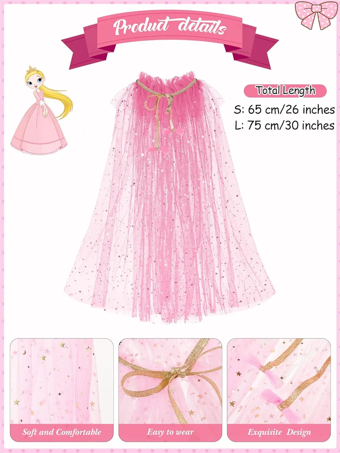 Jiuguva 4 Pcs Princess Cape Girls Princess Cloak Accessories for Little Girls Blue Cape for Kids Cosplay Party