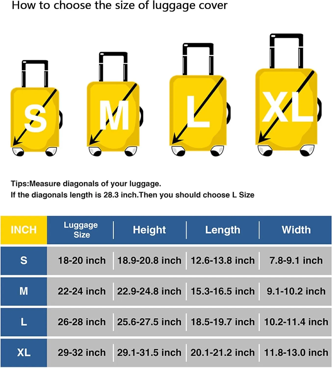 Joisal Gradient Purple Blue Luggage Covers for Suitcase Tsa Approved Fit 18-32 Inch Luggage, Suitcase Accessories