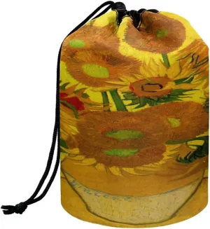 JooMeryer Portable Drawstring Make Up Bag Travel Toiletry Bag Bucket Bags Cosmetic Bag Storage Pocket Gifts for Women,Sunflower