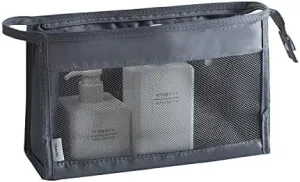 JZ 2 pieces Portable Toiletry Bag,Mesh Shower Bag,hanging wash bag for travelling,Makeup Bag Mesh Sacchetto cosmetico Travel Wash Bag With Zipper for women man Girls boy -Gray