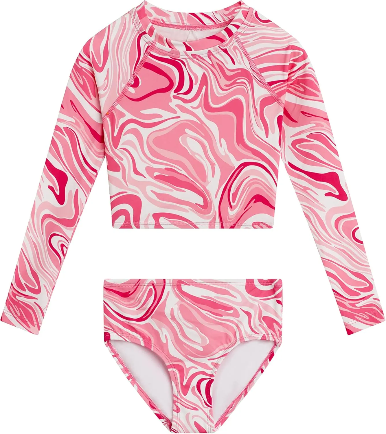 Kanu Surf Girls' Gigi Long Sleeve Rash Guard UPF 50 2-Piece Swim Set