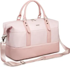 Kinmac Travel Duffel - Overnight Weekender & Gym Bag, Carry-on Tote (Pink)