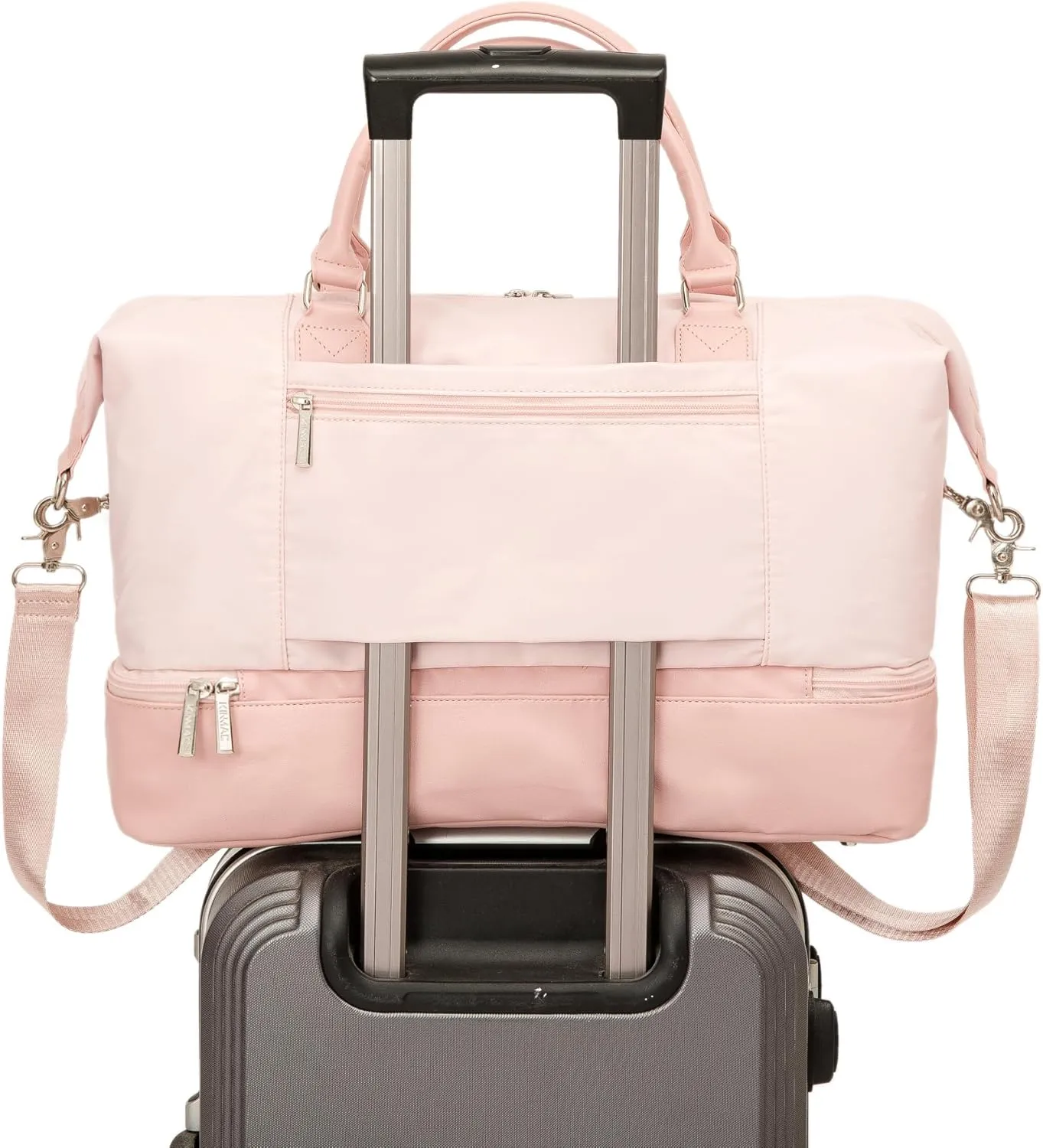 Kinmac Travel Duffel - Overnight Weekender & Gym Bag, Carry-on Tote (Pink)