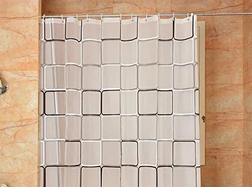Kuber Industries Shower Curtain | PEVA Shower Curtain | Bath Drape | Shower Curtain for Bathroom | AC Shower Curtain | Shower Curtain for Hotel-Home with 12 Hooks | FQ001MC | Multicolor