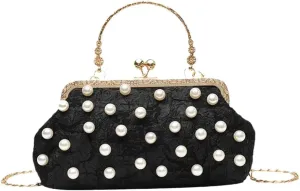 Ladies Evening Hand Bags For Women Pearled Cossbody Bag Wedding Shoulder Bags Clip Bag Female Pleated Clutch Bags