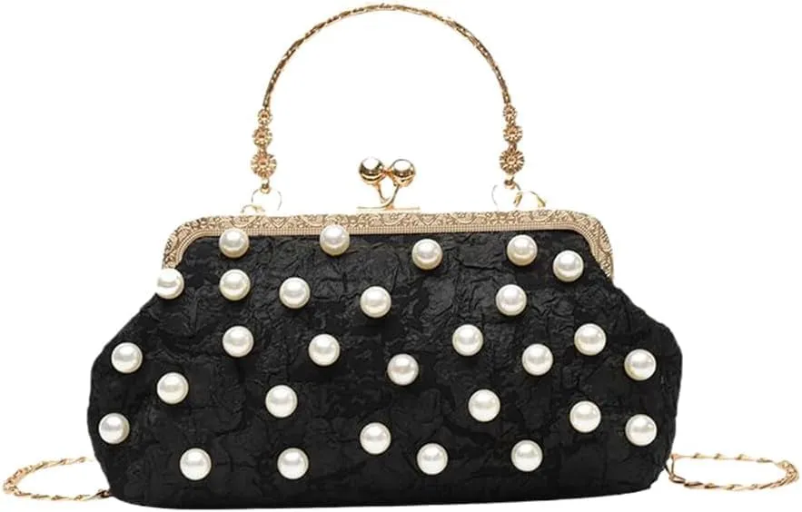 Ladies Evening Hand Bags For Women Pearled Cossbody Bag Wedding Shoulder Bags Clip Bag Female Pleated Clutch Bags