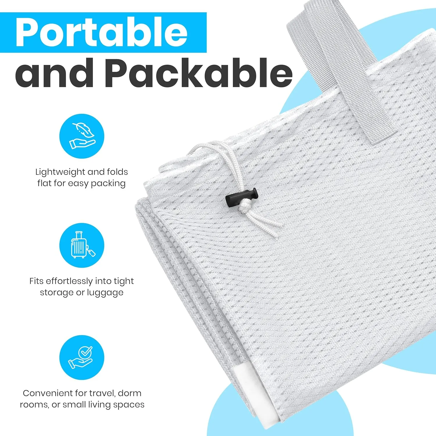 Large Mesh Laundry Bag - 2-PACK - Carry Handles, Secure Drawstring Closure, Machine Washable, Spacious Storage, Durable Soft Mesh Net Material, College Dorm, Camp, Laundromat. (White)