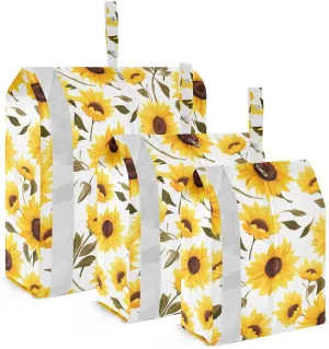 Leaf Sunflowers White Packing Cubes for Travel 3 Set Compressible Packing Cubes Luggage Packing Organizers for Travel Accessories