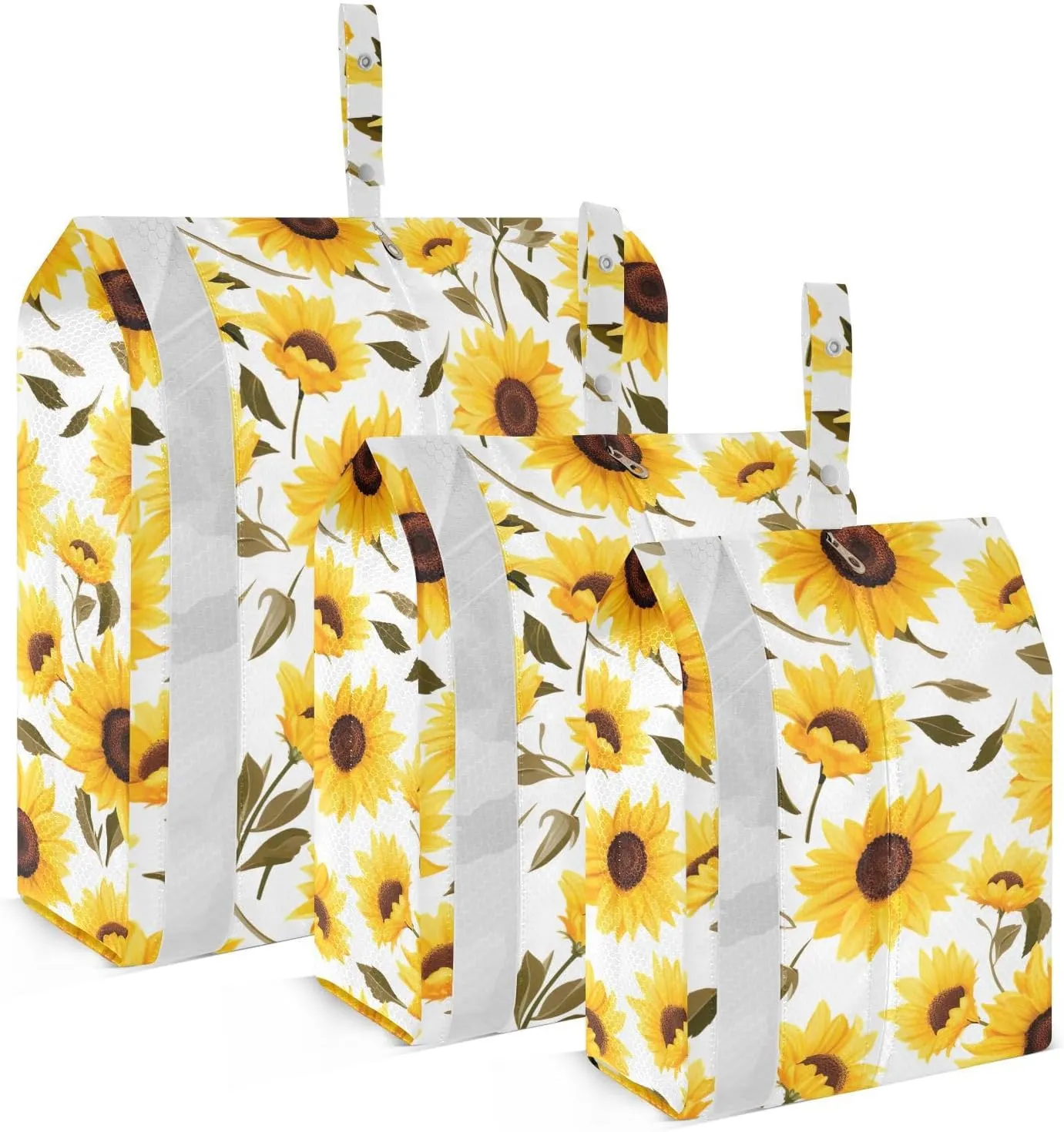 Leaf Sunflowers White Packing Cubes for Travel 3 Set Compressible Packing Cubes Luggage Packing Organizers for Travel Accessories