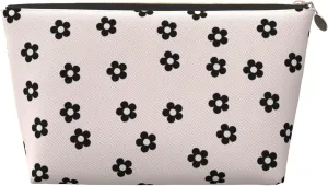 Leather Makeup Bag Travel Cosmetic Bag Small Makeup Bag for Women,Toiletry Bag Accessories Organizer-Black Flowers