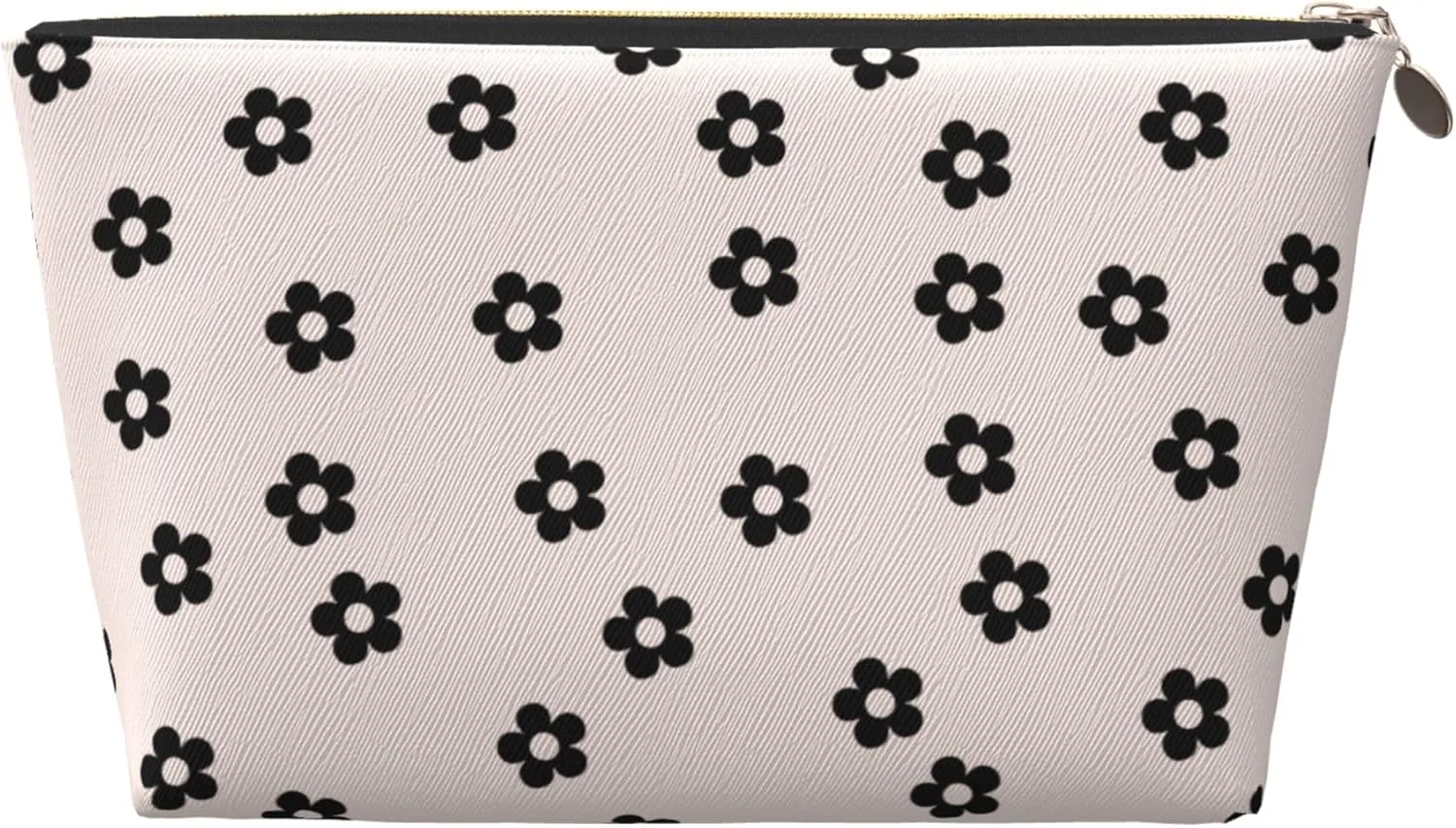Leather Makeup Bag Travel Cosmetic Bag Small Makeup Bag for Women,Toiletry Bag Accessories Organizer-Black Flowers