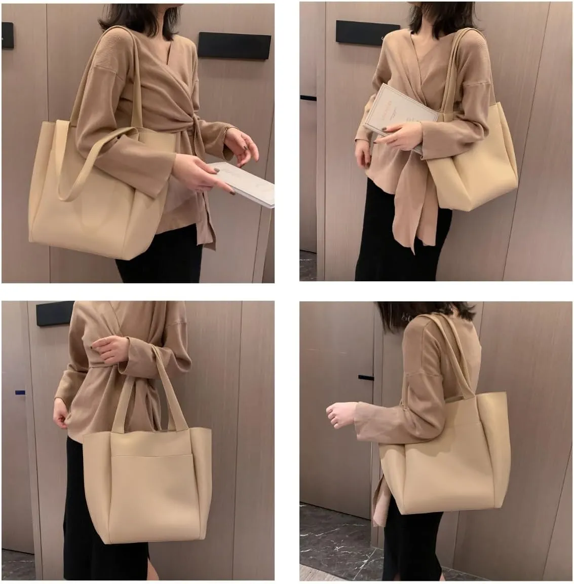 Leather Tote Bag Everything Tote Bag Work Crossbody Bag Aesthetic Designer Shoulder Bags for Women Cute