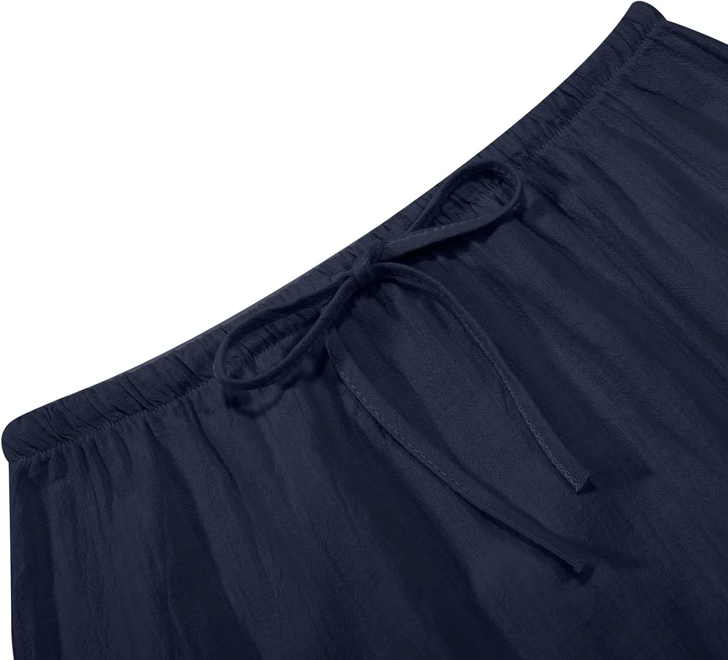 Linen Maxi Skirts for Women Drawstring High Waisted Lighweight Skirt Elastic Waisted Comfortable Straight Leg Skorts