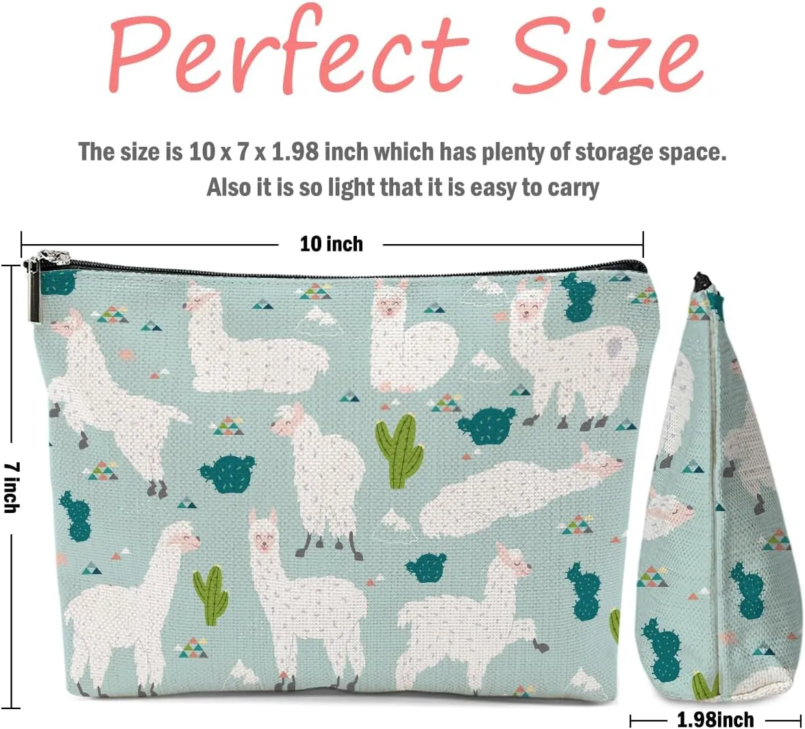 Llama Gifts, Alpaca Makeup Bag, Cute Animal Cosmetic Bag Travel Pouch, Alpaca Llama Lovers Gift for Women Girls Daughter Sisters Best Friends Farm Animals Graduation Birthday