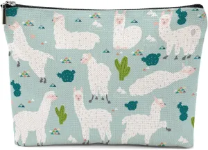 Llama Gifts, Alpaca Makeup Bag, Cute Animal Cosmetic Bag Travel Pouch, Alpaca Llama Lovers Gift for Women Girls Daughter Sisters Best Friends Farm Animals Graduation Birthday