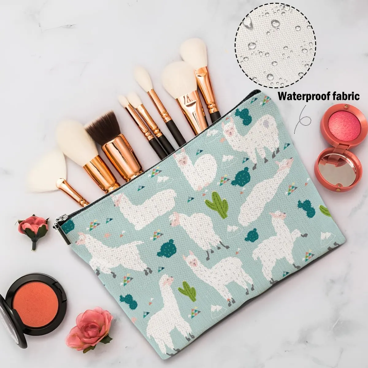 Llama Gifts, Alpaca Makeup Bag, Cute Animal Cosmetic Bag Travel Pouch, Alpaca Llama Lovers Gift for Women Girls Daughter Sisters Best Friends Farm Animals Graduation Birthday