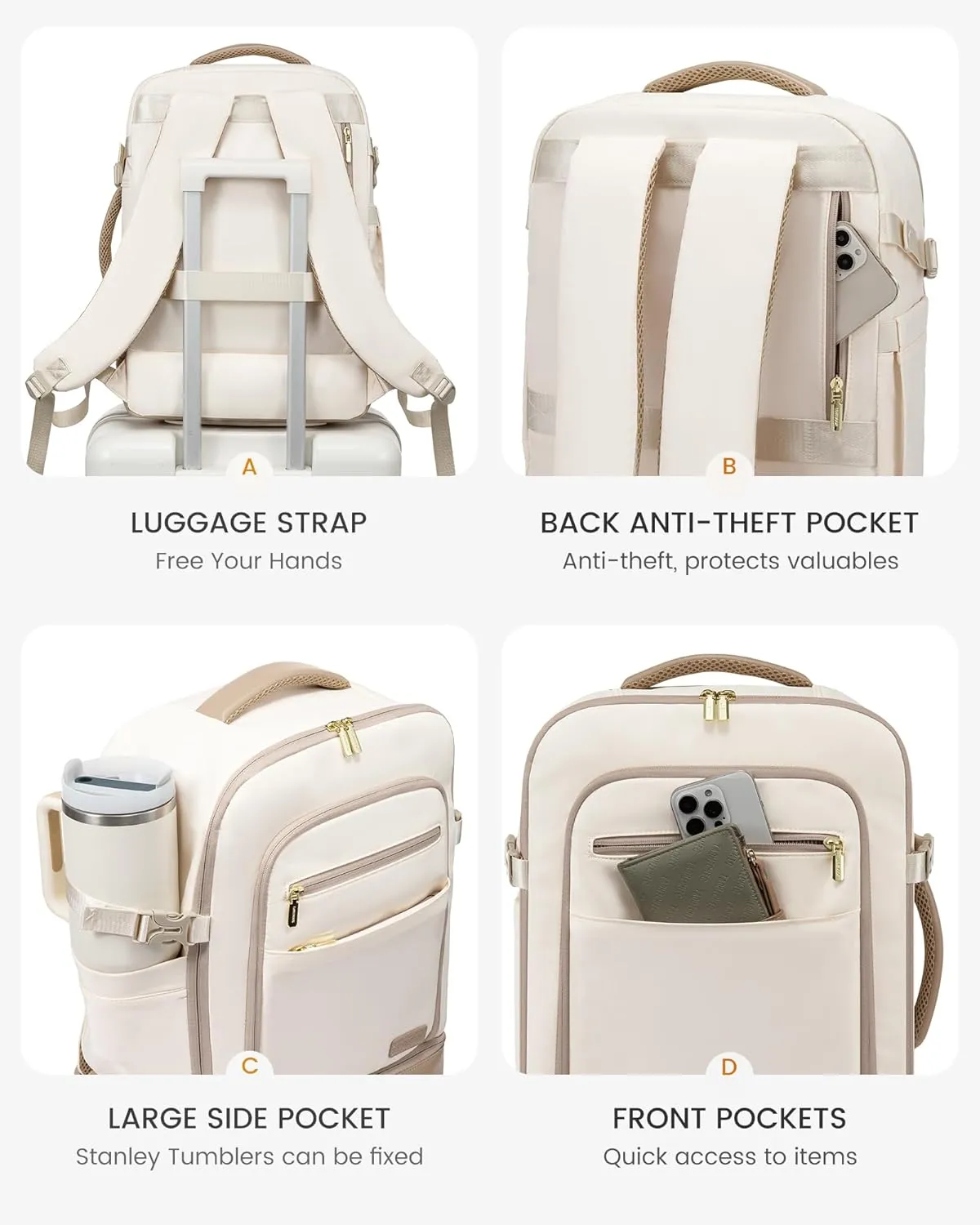 LOVEVOOK Travel Backpack for Women with Shoes Compartment,50L Personal Item Travel Bag Flight Approved Carry On Backpack with 2 Packing Cubes,Large Casual Weekender Luggage Daypack