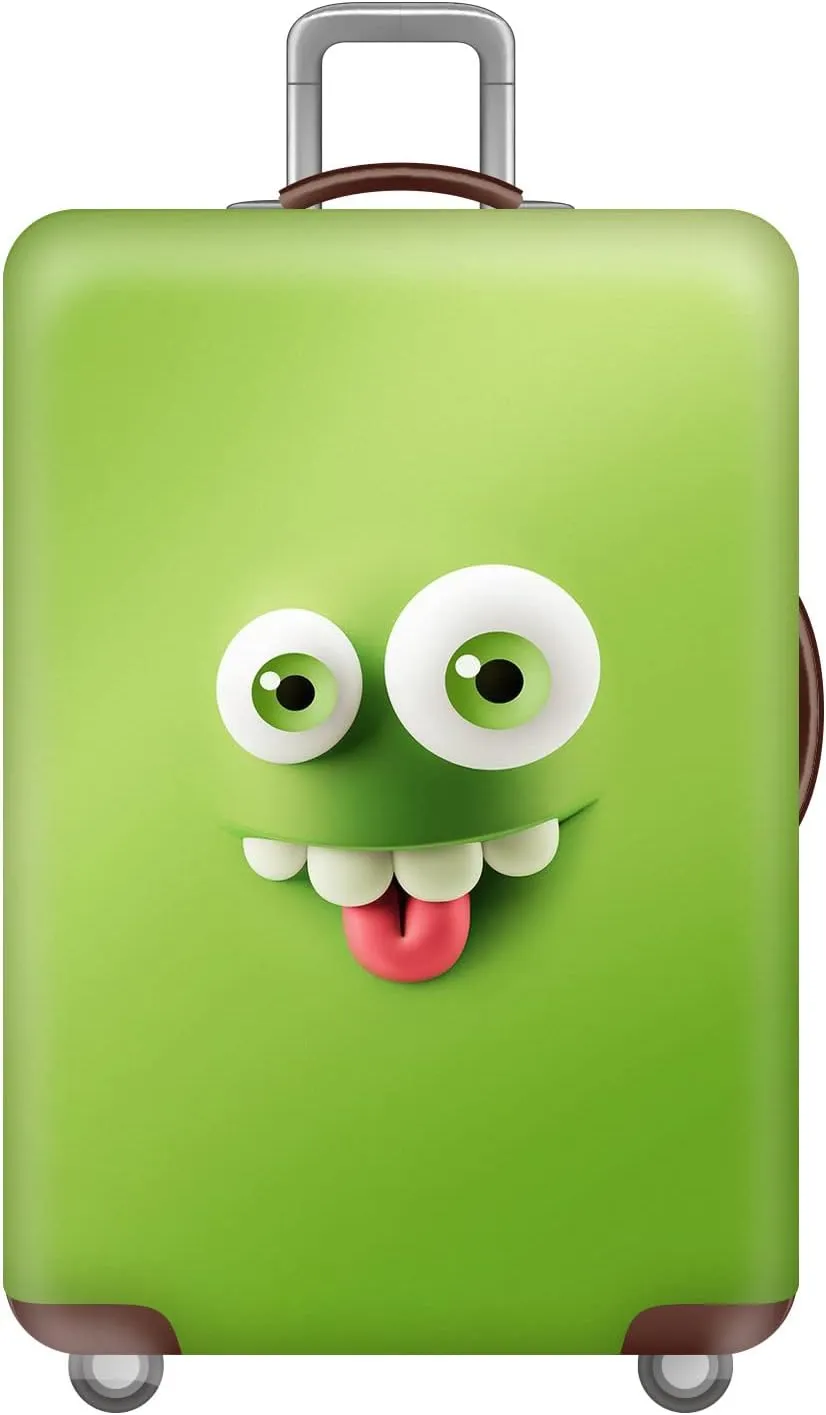 Luggage Cover Funny Face Suitcase Cover Elastic Protector Sets For 18-32 Inch Suitcase Travel Accessories (Funny4, L)