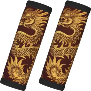 Luggage Handle Wrap 2Pcs Suitcase Identifier, Golden Dragon Neoprene Travel Bag Wraps for Suitcases Luggage Travel Accessories