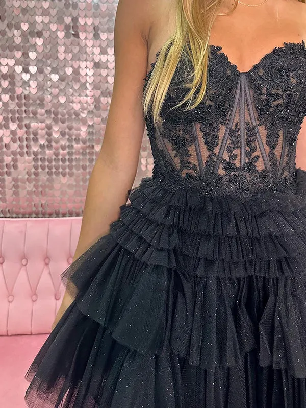 Luolandi Cute A Line Tiered Sweetheart Tulle Short Homecoming Dresses with Ruffles Beautiful