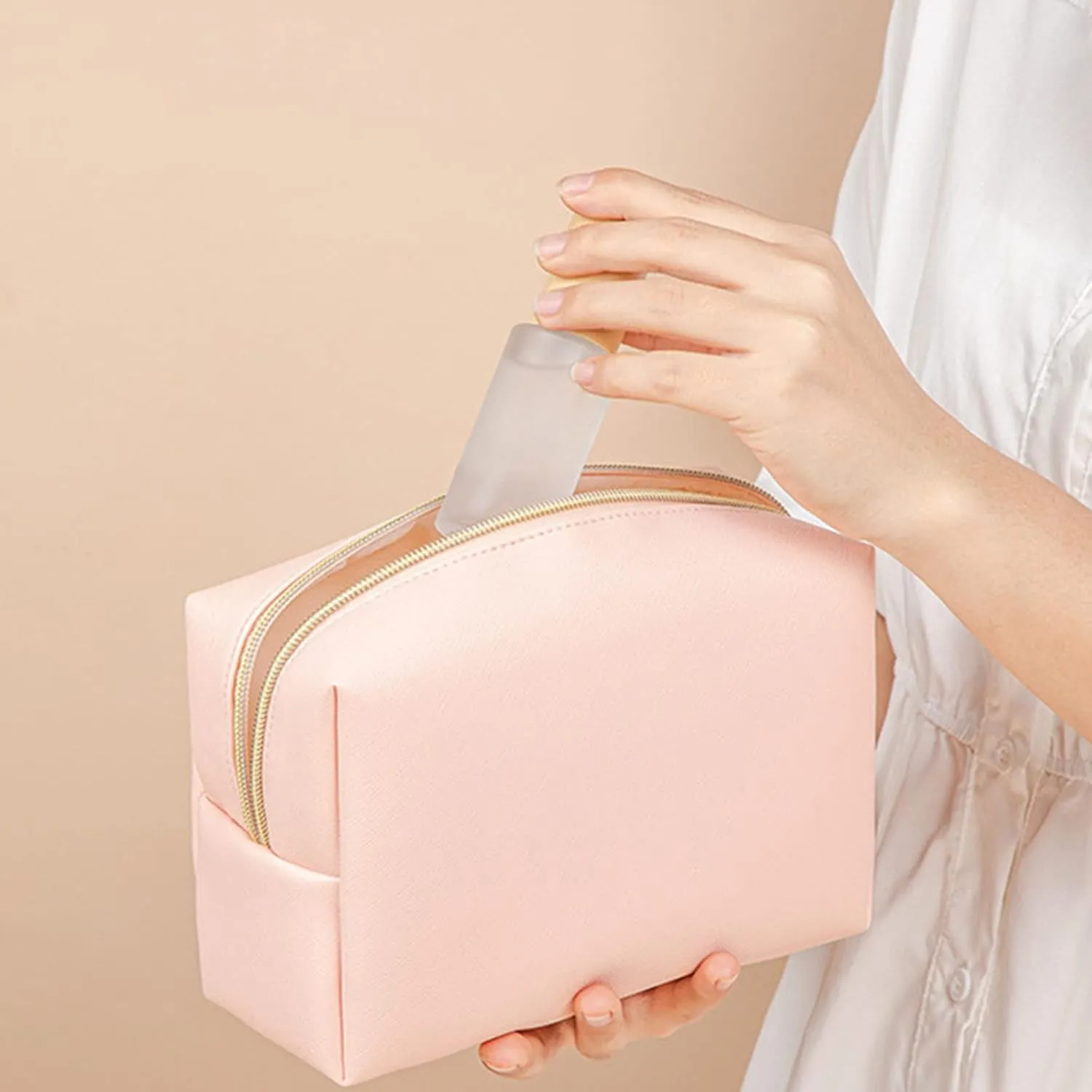 Makeup Bag,Portable PU Leather Large Capacity Waterproof Small Makeup Pouch,Travel Toiletry Bag,Cosmetic Bag,Makeup Bag Organizer for Girls Gifts Women Daughter