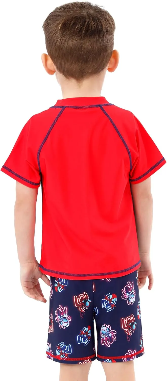 Marvel Spidey and His Amazing Friends Two Piece Boys Swimsuit | Spiderman Swimsuit for Boys | Bathing Suit Set