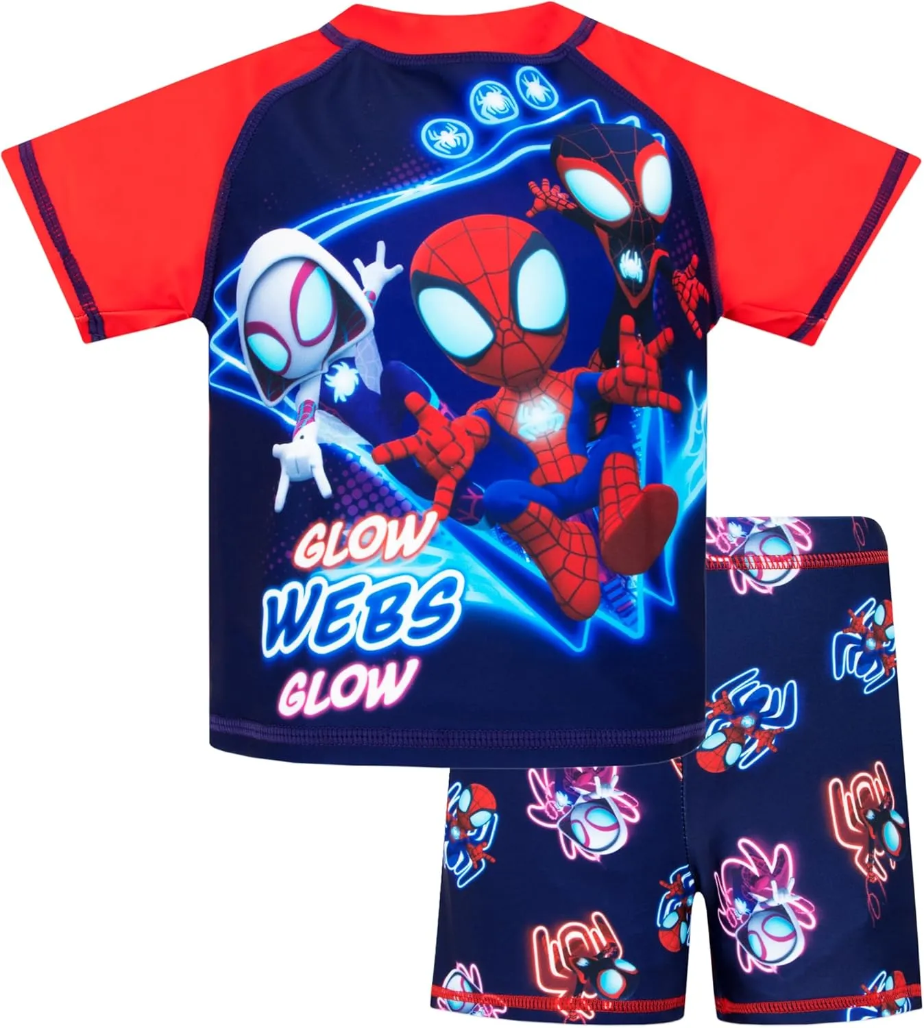 Marvel Spidey and His Amazing Friends Two Piece Boys Swimsuit | Spiderman Swimsuit for Boys | Bathing Suit Set