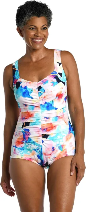 Maxine Of Hollywood Women's One Piece Bathing Suit Shirred Girl Leg Swimsuit