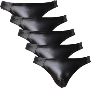 Men's Sexy Patent Leather Convex Underwear Low-Waist Body-Shaping Boxer Briefs Knitted Nylon Underpants