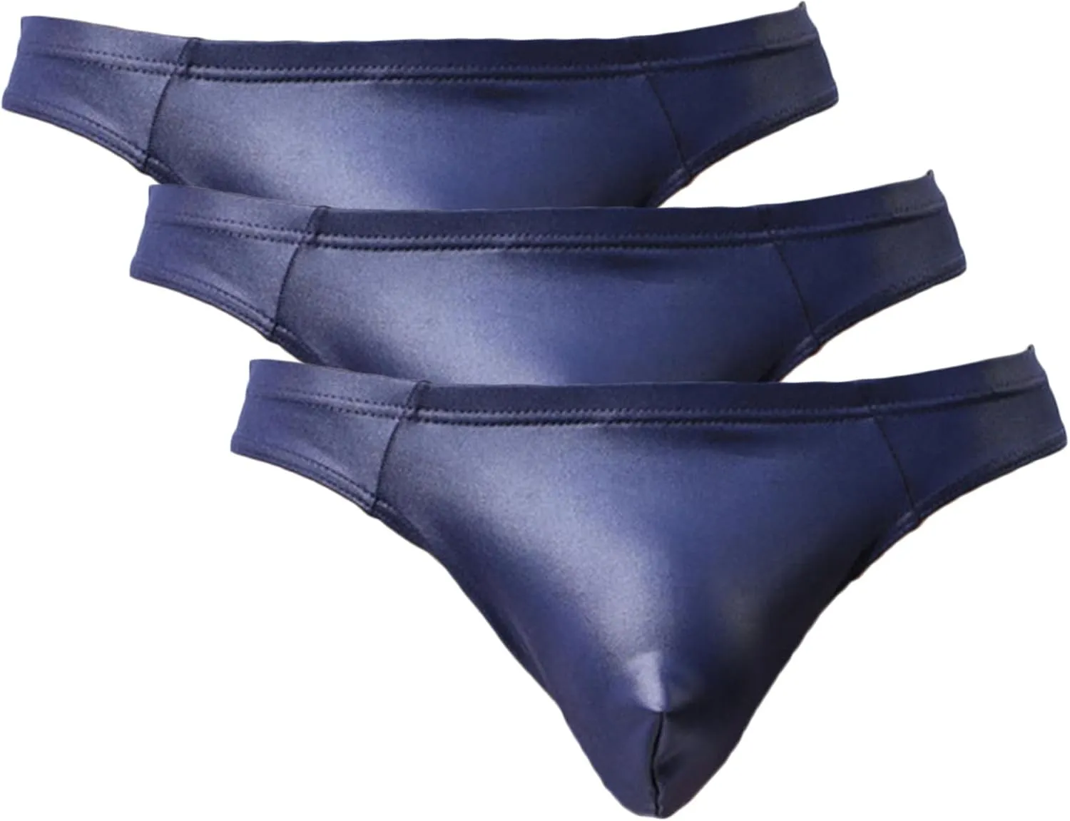 Men's Sexy Patent Leather Convex Underwear Low-Waist Body-Shaping Boxer Briefs Knitted Nylon Underpants