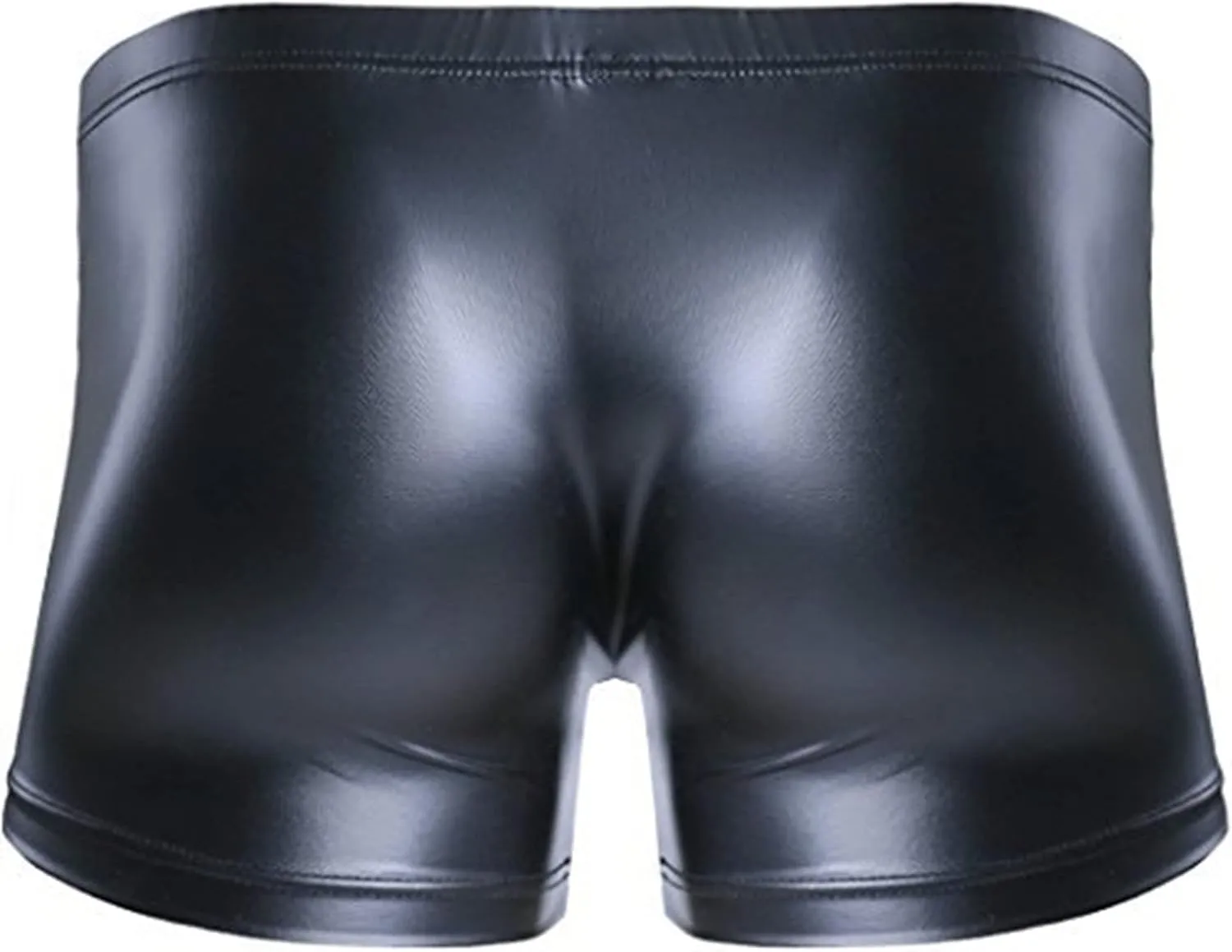 Men's Sexy Patent Leather U-Convex Underwear Low-Waist Detachable Button Boxer Briefs Shaping Hip-Lifting Underpant