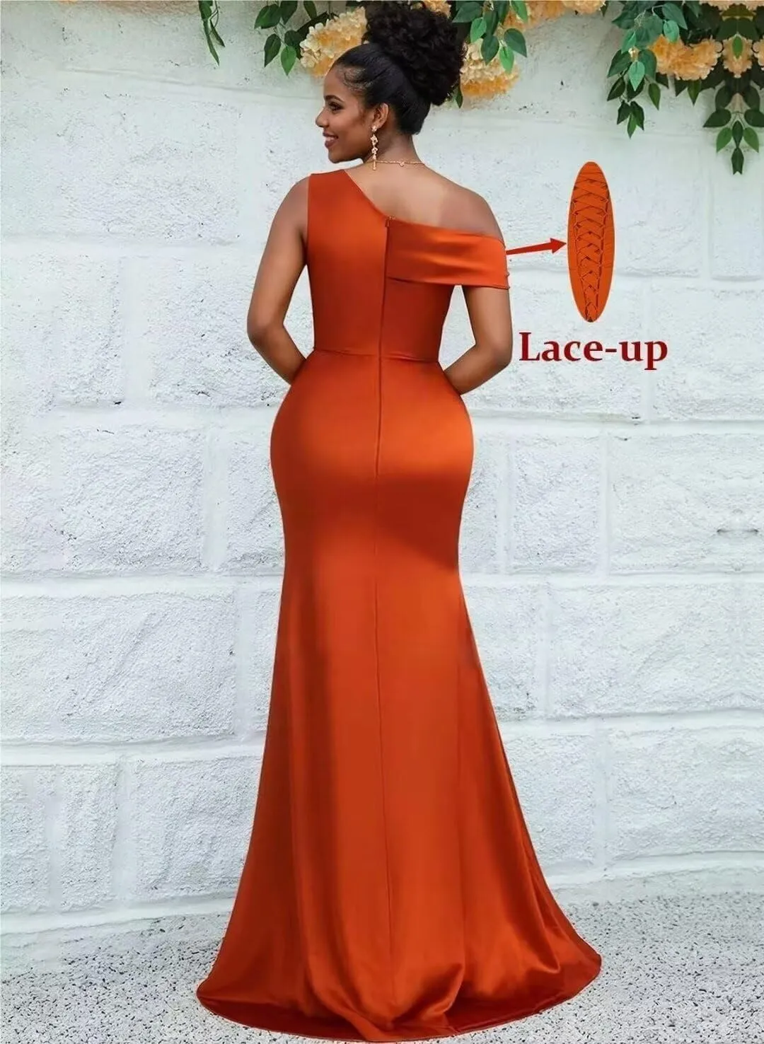 Mermaid One Shoulder Bridesmaid Dresses for Women 2025 Satin Long Corset Prom Dresses Formal Evening Gown BD709