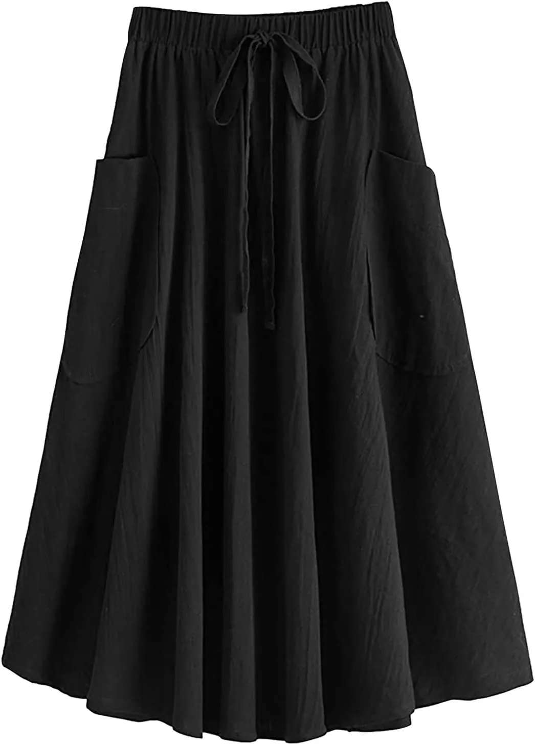 Midi Skirt for Women Women's Casual High Waist Pleated A Line Midi Skirt with Pocket Women Skirts Midi Length