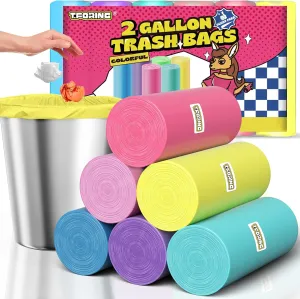 Mini Trash Bags 2 Gallon - 150 Count Small Garbage Bags Unscented,7.5 Liter Colored Plastic Trash Can Liners,Thick Waste Basket Liners for Bathroom Home and Office