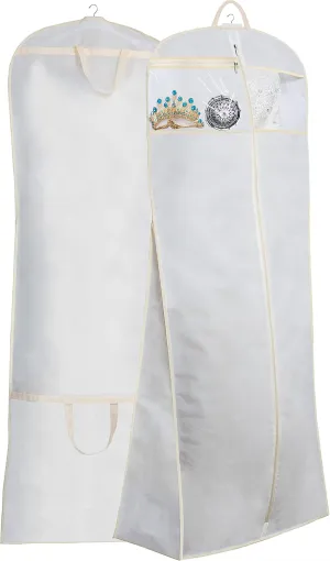 MISSLO 70" Bridal Wedding Gown Dress Garment Bag with Accessories Pouch Large Travel Garment Cover 8" Gusset (White)