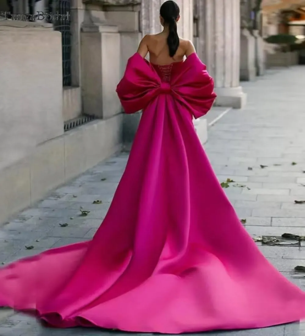 Mouccy Wedding Cape with Big Bow Sleeves Satin Cloak for Bridal Accessories 2M Cathedral Length Wrap Detachable Train