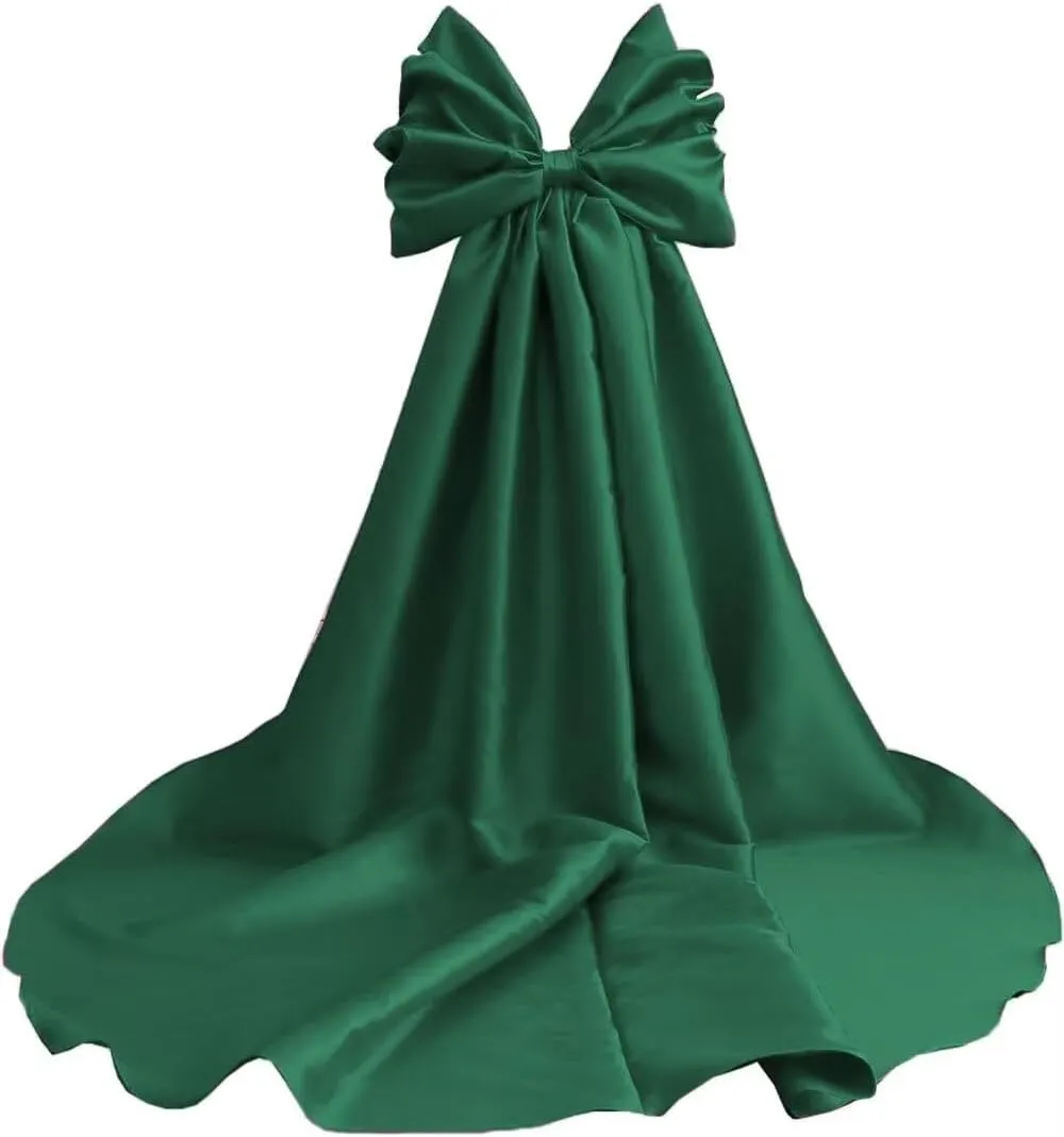 Mouccy Wedding Cape with Big Bow Sleeves Satin Cloak for Bridal Accessories 2M Cathedral Length Wrap Detachable Train