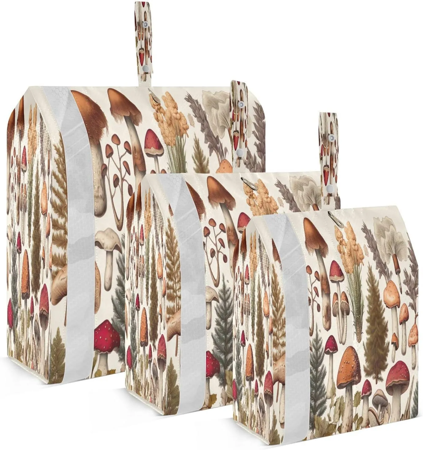 Mushrooms Forest White Packing Cubes for Travel 3 Set Packing Cubes Large Luggage Cubes for Travel Accessories
