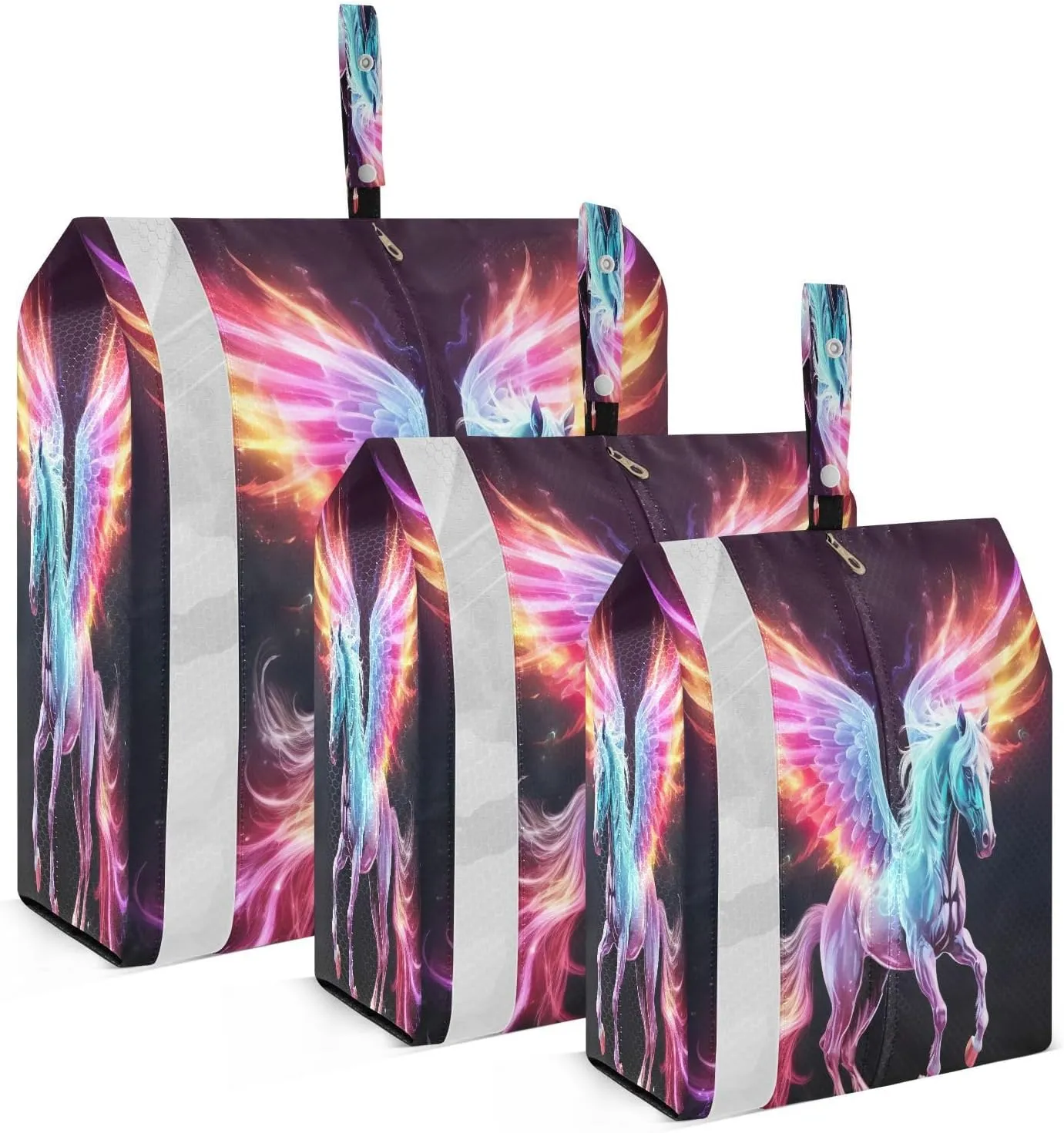 Neon Horse Rainbow Compression Packing Cubes for Travel Packing Organizers Large Luggage Organizers Bags for Women Travel Accessories