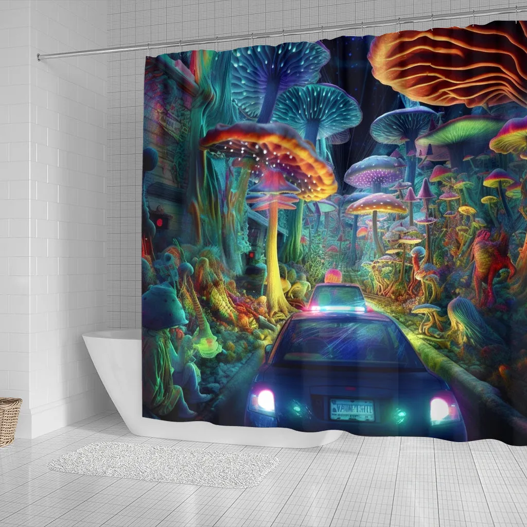 NIGHT DRIVE Shower Curtain | Acidmath AI