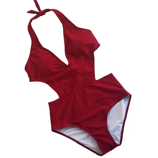 One-Piece Suits Surplice Neckline Monokini