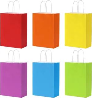 OUTUXED 36pcs Paper Gift Bags with Handles, 6 Colors Party Favor Bags, 5.9"x3.15"x8.25" Small Goodie Bags Gift Bags for Birthday Party and Party Supplies
