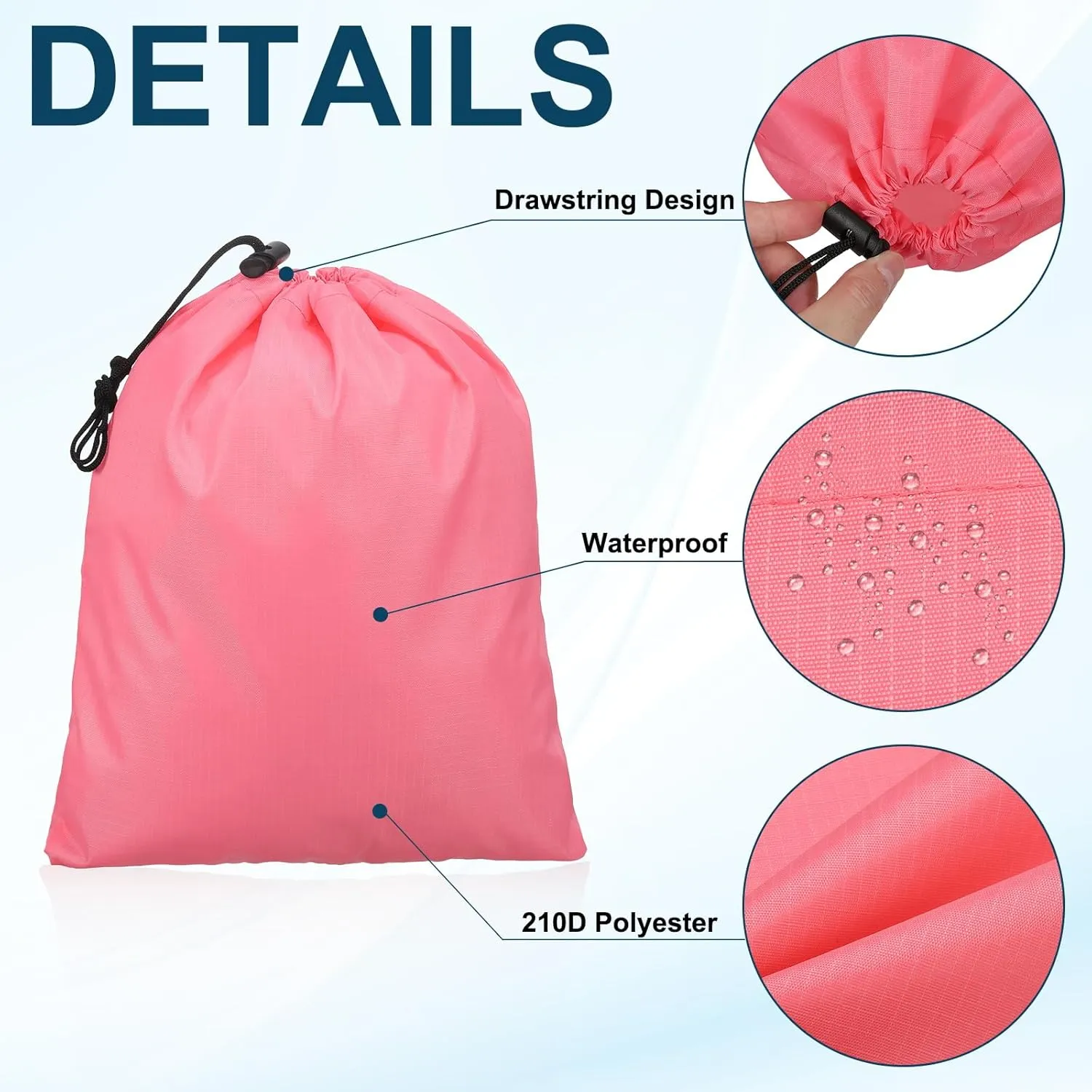 PATIKIL Travel Storage Bags with Toggle 6 x 8 Inch, 6 Pack Waterproof 210D Polyester Drawstring Bag Stuff Sack Cinch Bag for Gym Traveling Hiking Yoga Shoes Organizer, Pink