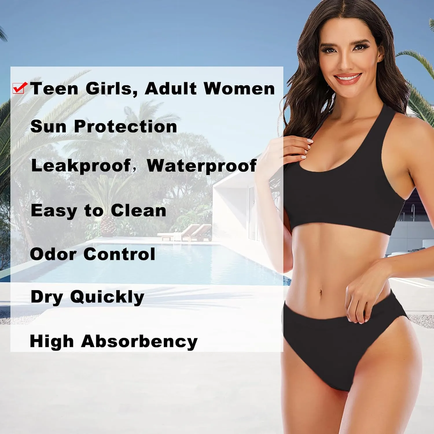 Period Swimwear for Teens Two Piece Swim Bikini Sets Women Period Swimsuit Girls Leakproof Bathing Suits Sporty
